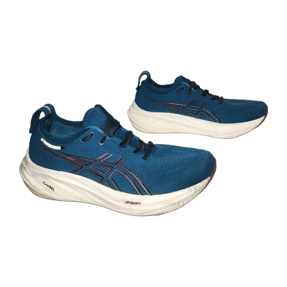 ASICS Gel-Nimbus 26 Rich Navy/Faded Orange Running Shoes 1011B794 Men's Size 9.5